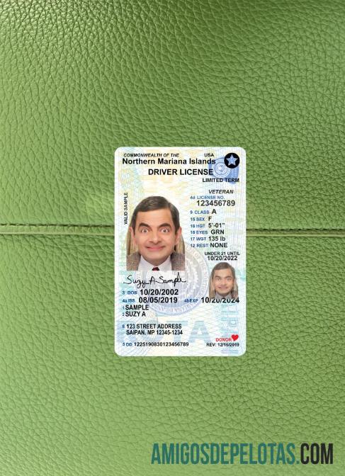 Ilhas Marianas do Norte dos EUA, carteira de motorista para menores de 21 anos, 2019, presente fotolook frente modelo